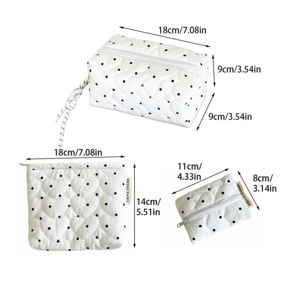 Quilted Polka Dot Makeup Bag – Ultralight Travel Cosmetic Bag