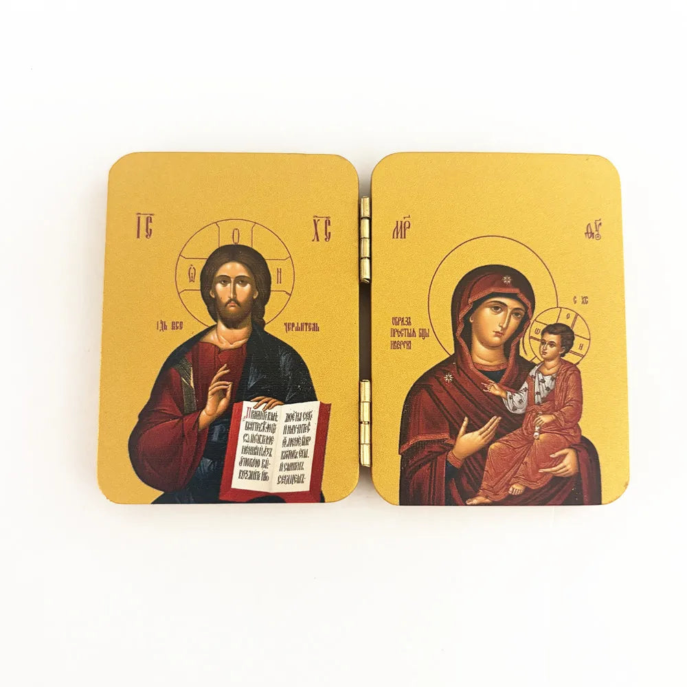 Wooden Orthodox Diptych Icon – Jesus Christ & Virgin Mary