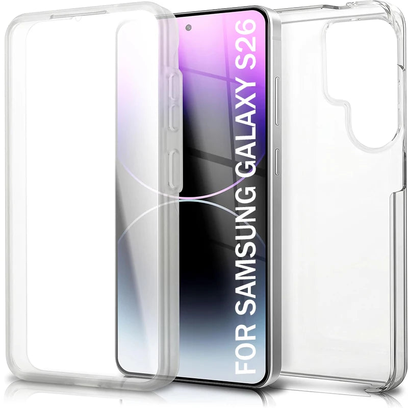 Samsung Galaxy S26 Clear Full Body Case – 360° PC+PET Cover