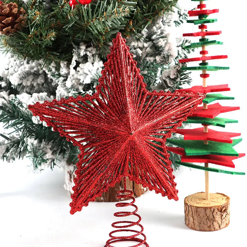 Sequin Star Christmas Tree Topper – Gold, Silver & Red