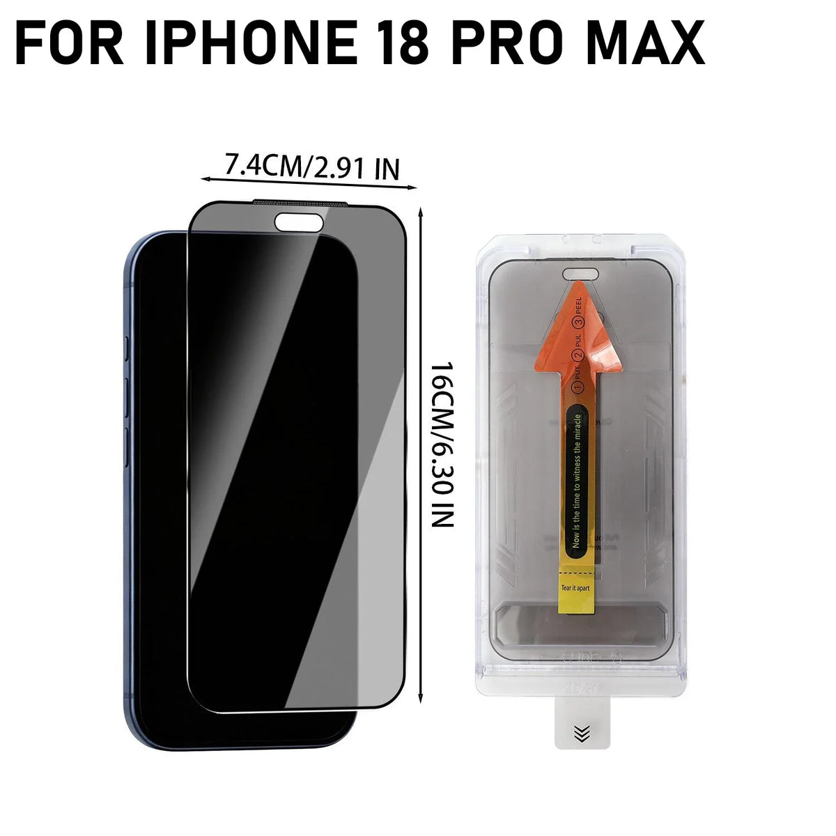 Tempered Glass Screen Protector iPhone 18 Pro Max – HD & Privacy