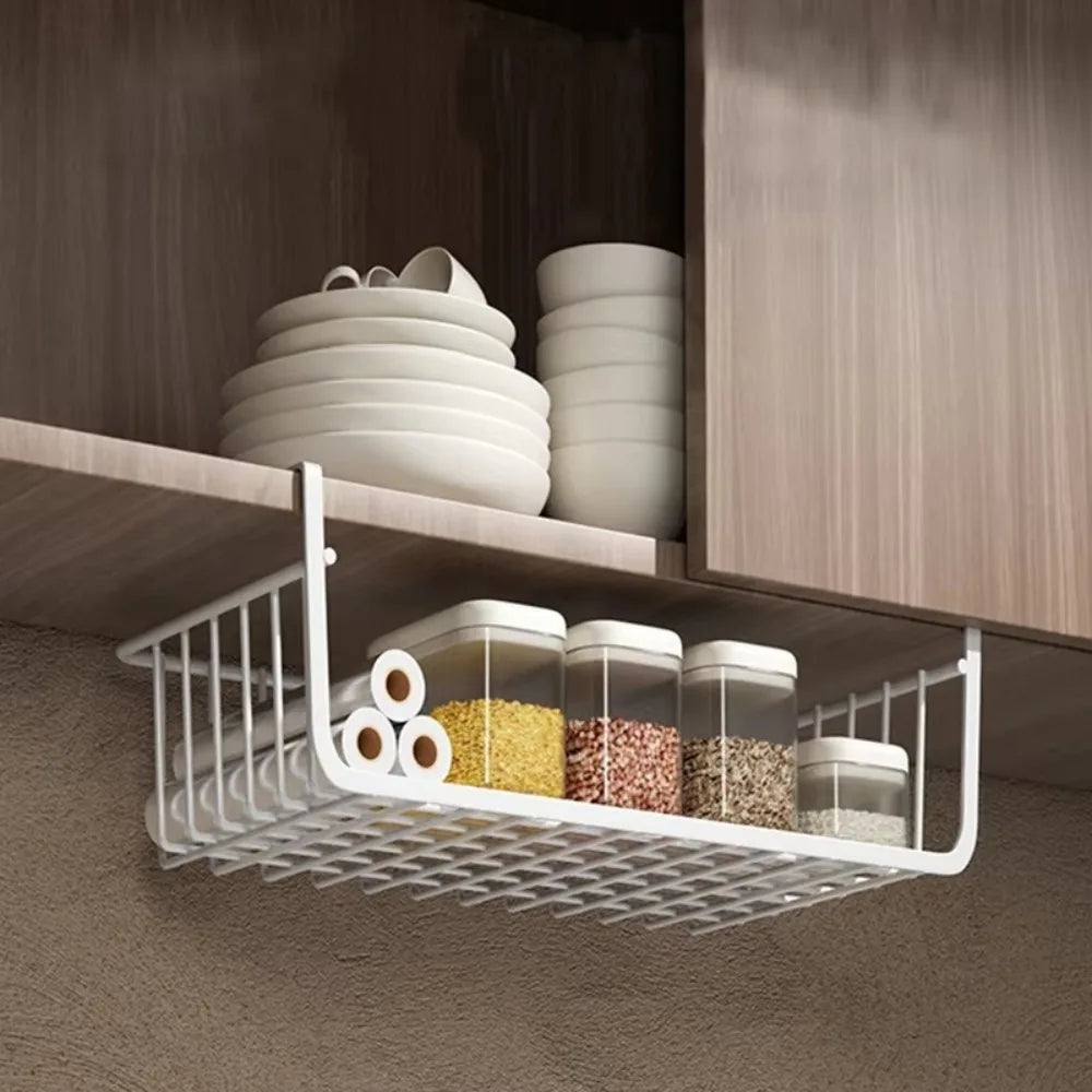 Under Table Storage Basket – Desk Organizer Rack | 2 Sizes