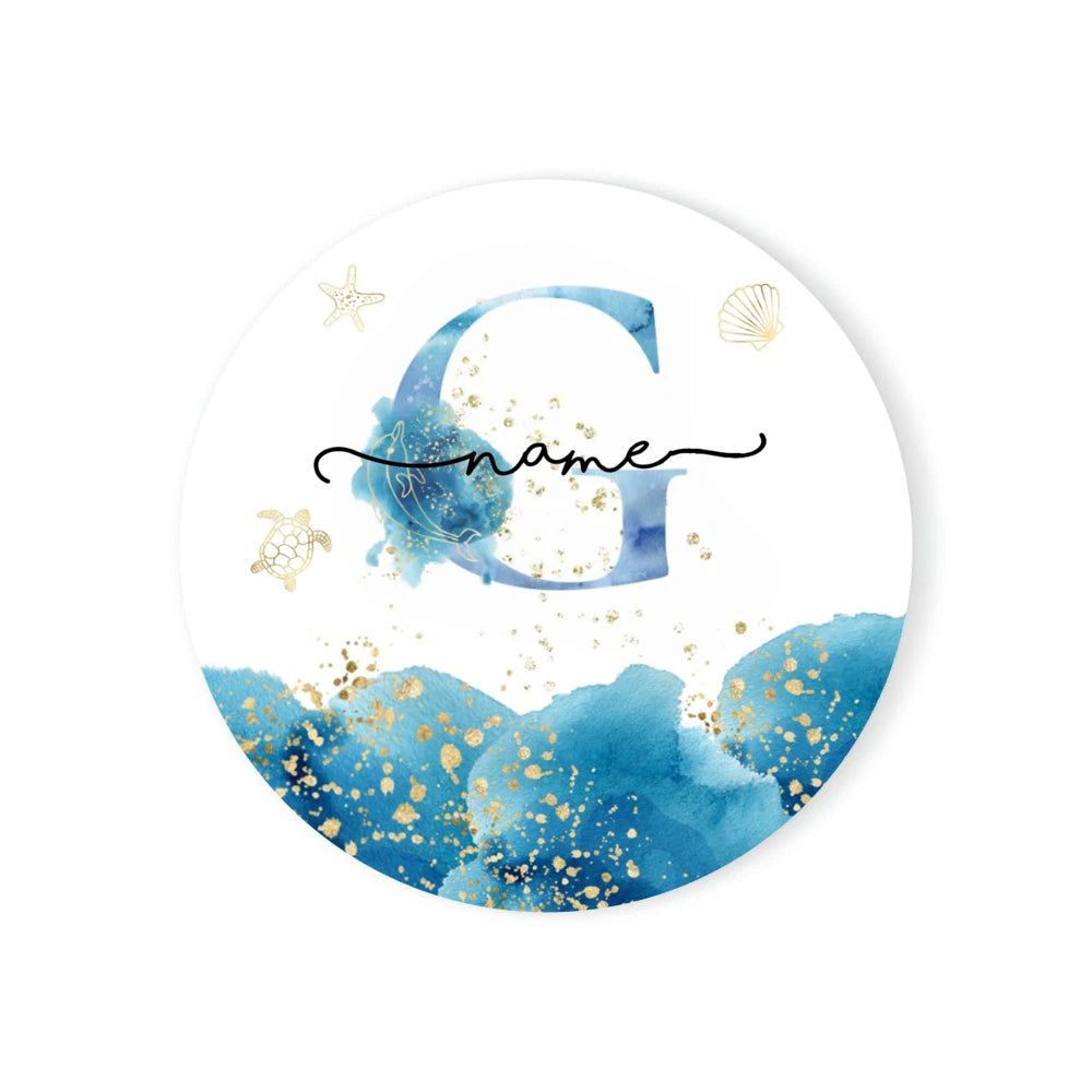 Personalized Ceramic Coaster – Custom Name & Ocean Design Gift