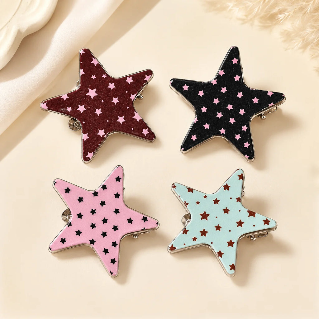 4-Pack Star Print Acrylic Hair Clips – Women's Barrettes Set
