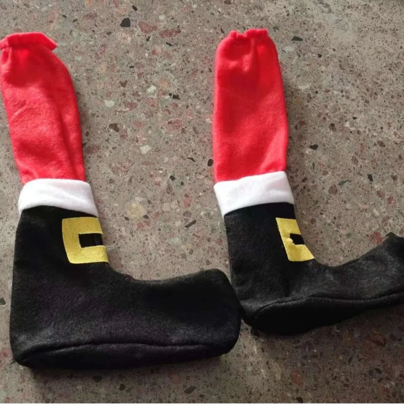 4-Pack Christmas Table Leg Covers – Santa Elf Feet Socks