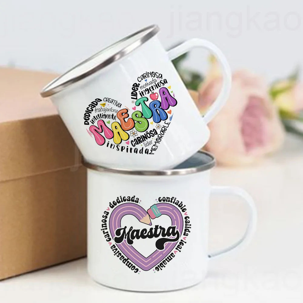 Maestra Heart Spanish Enamel Mug | Teacher Gift