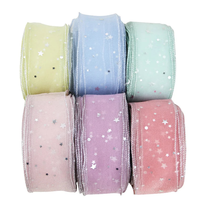 Stars Organza Ribbon 5 Yards 2" Wide | Hair Bows & Crafts