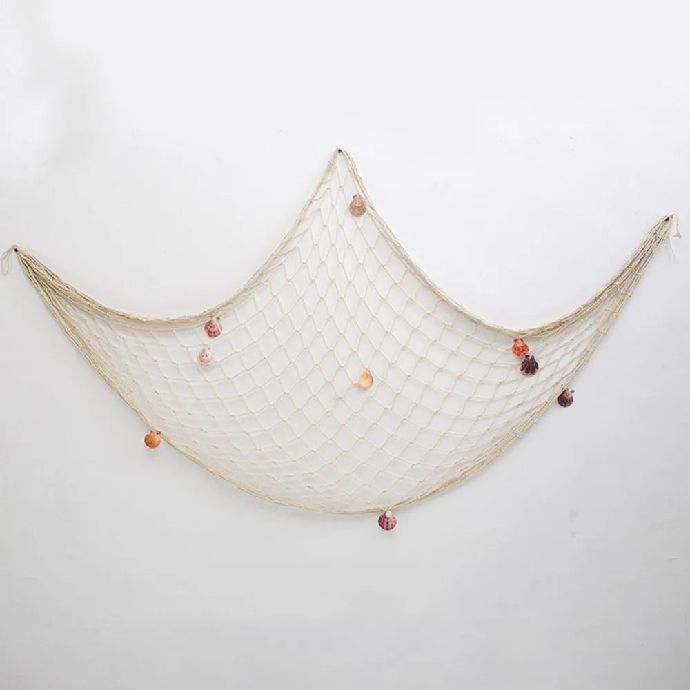 Nautical Decorative Fishing Net with Shells 1x2m – Beige