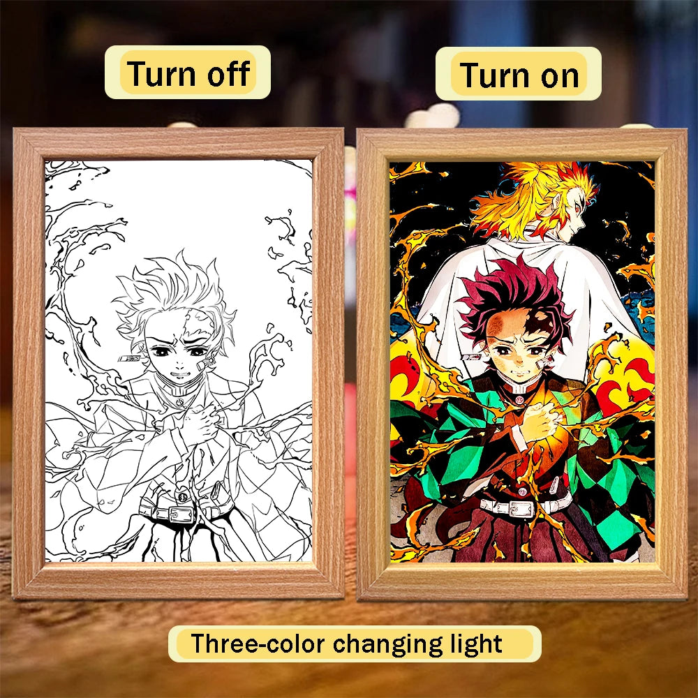 Tanjiro Kamado LED Night Light Frame | Demon Slayer Anime Lamp