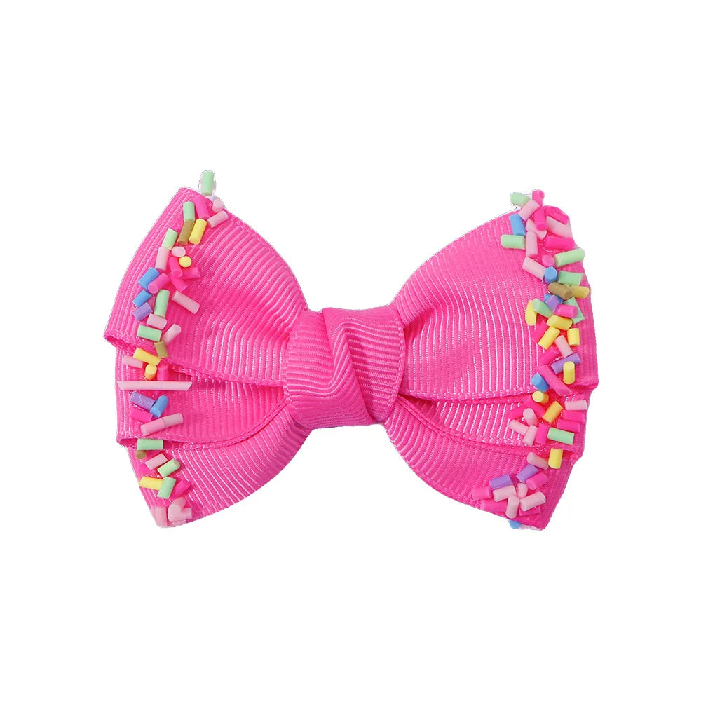 12-Pack Handmade Double Stacked Grosgrain Hair Bow Clips for Girls