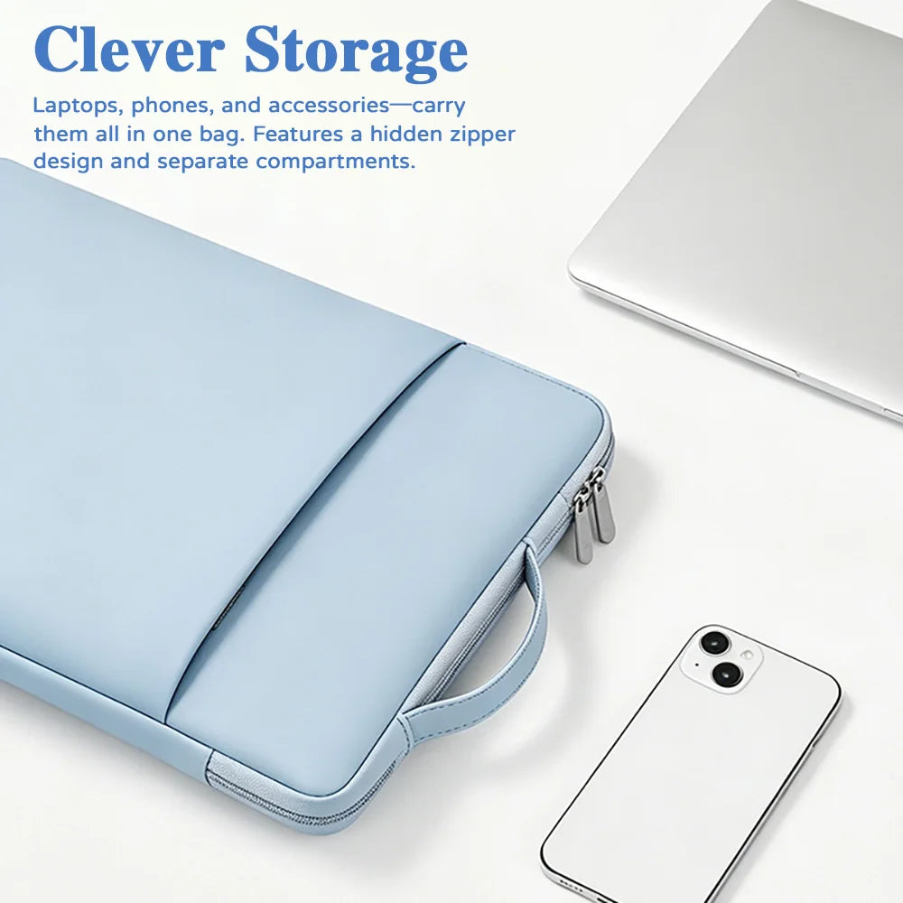 Waterproof PU Laptop Sleeve 11.6–15.6" Shockproof Carrying Bag