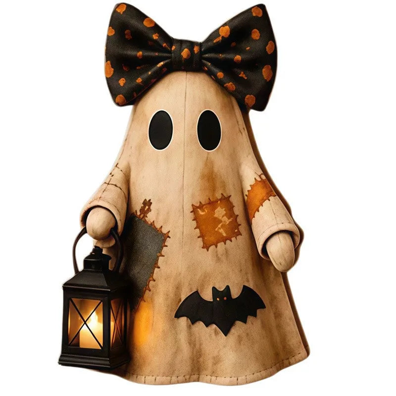 Wooden Halloween Ghost & Pumpkin Rustic Table Decor Ornament