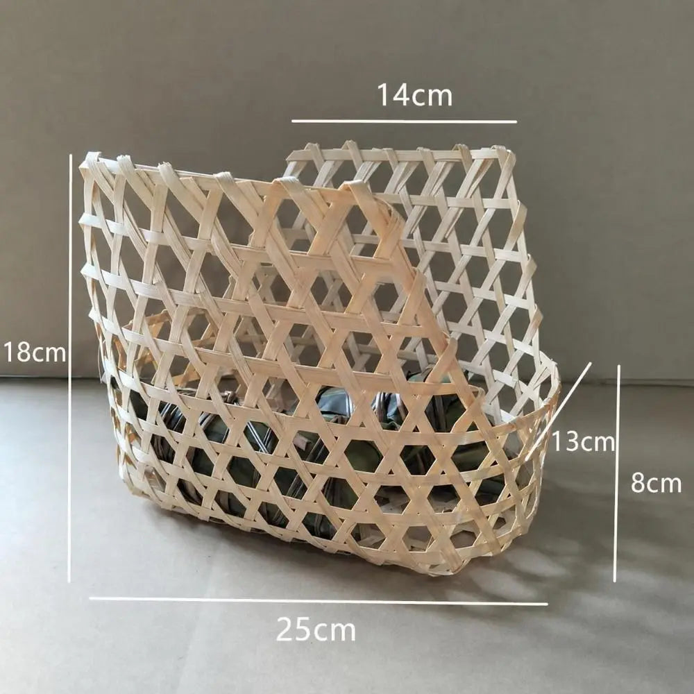 Handmade Woven Bamboo Basket – Retro Storage & Party Decor