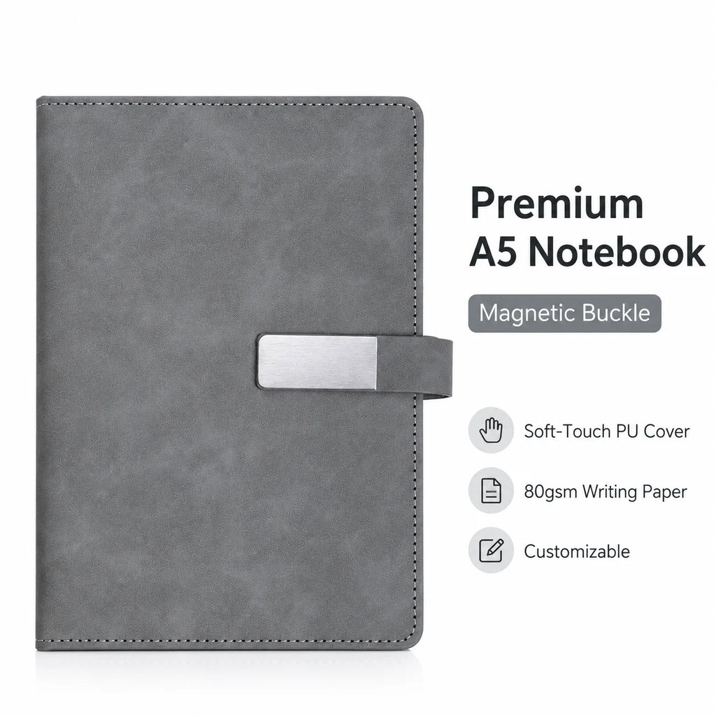 A5 Magnetic Closure PU Leather Notebook – 200 Pages Journal