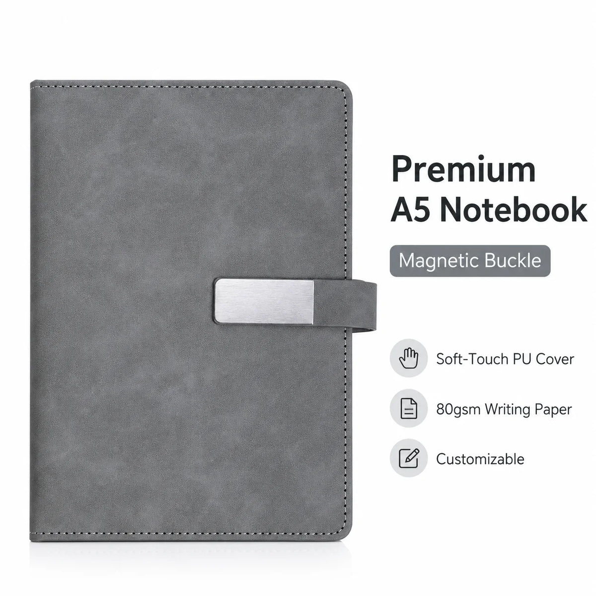 A5 Magnetic Closure PU Leather Notebook – 200 Pages Journal