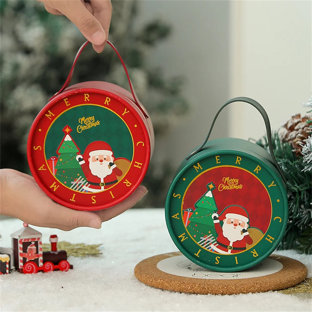 Christmas Gift Bucket Box – Festive Cardboard Box with Handle