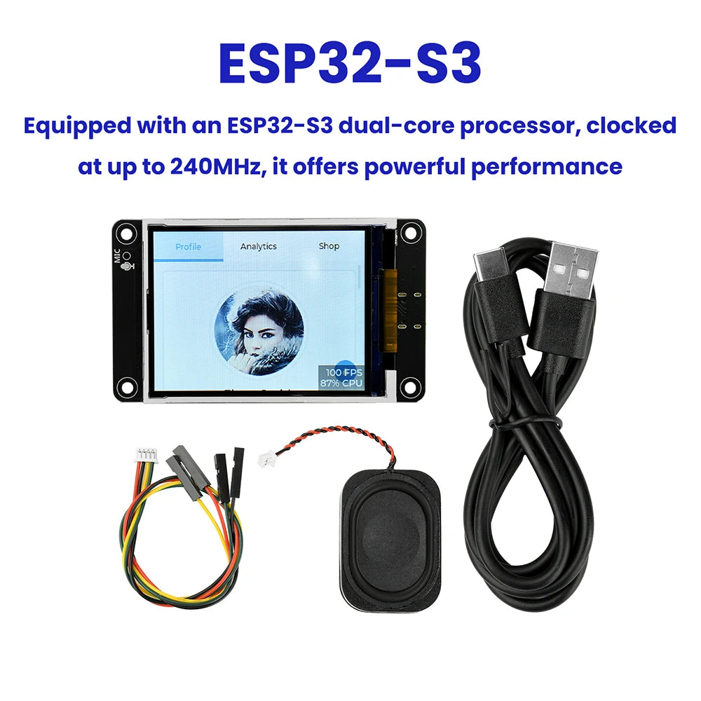 ESP32-S3 Dev Board – 2.8" TFT Touch Display | WiFi & BT