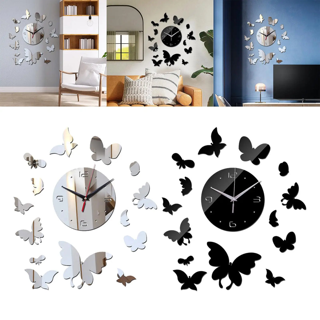 Geometric DIY Mirror Wall Clock – Silent Acrylic Home Décor