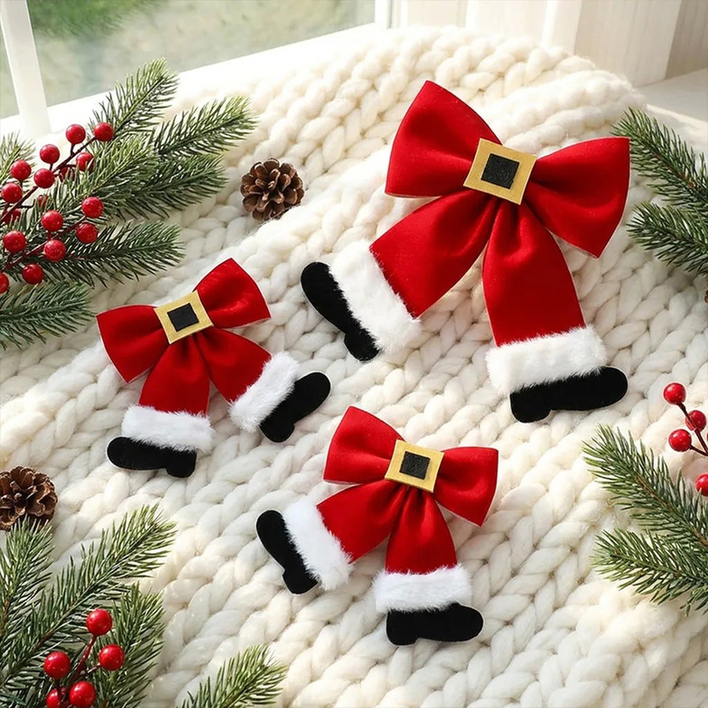 Velvet Christmas Bow Hanging Ornament | Festive Tree Decor