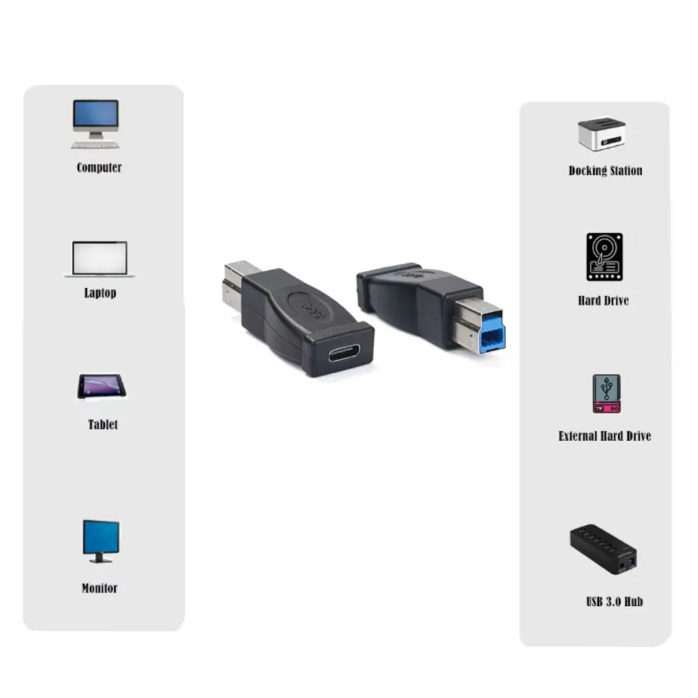 USB-C Female to USB 3.0 B Male Adapter | 5Gbps Data Transfer