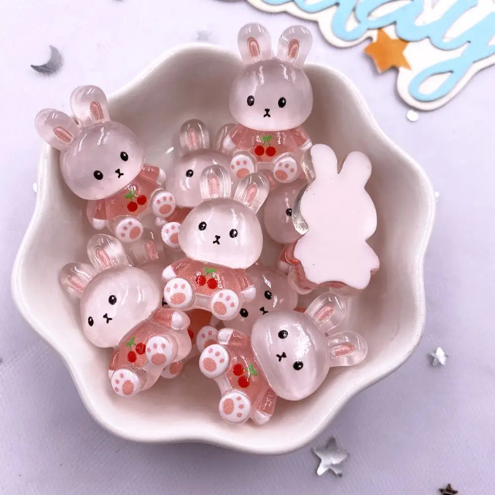 10PCS Kawaii Resin Flatback Figurines – Panda Rabbit Fox Bear