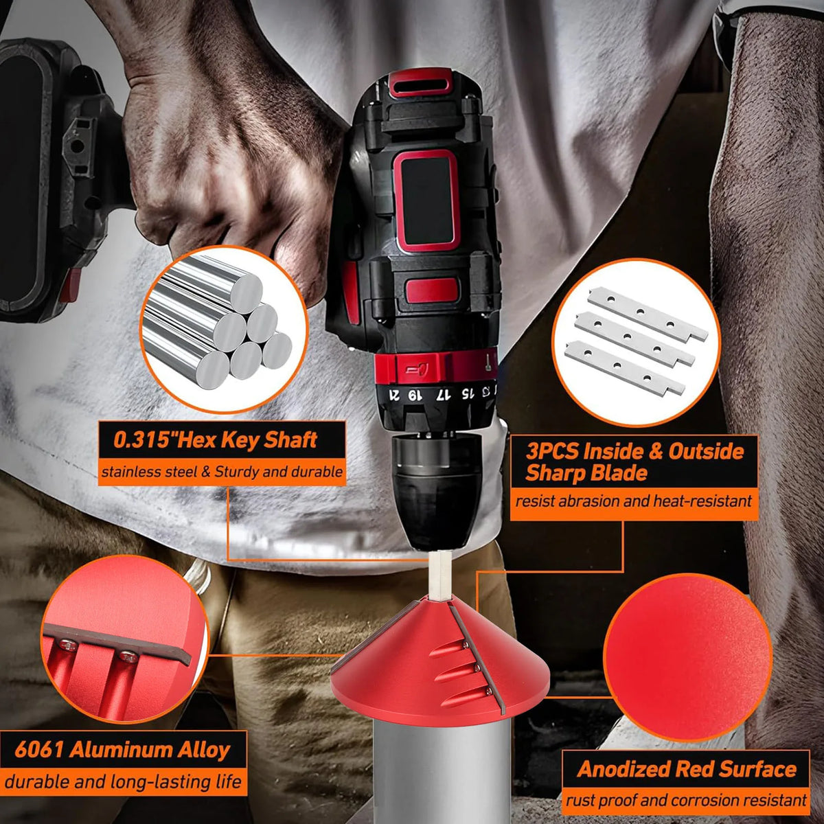 2-in-1 PVC Pipe Deburring & Chamfer Reamer Tool | Inner/Outer