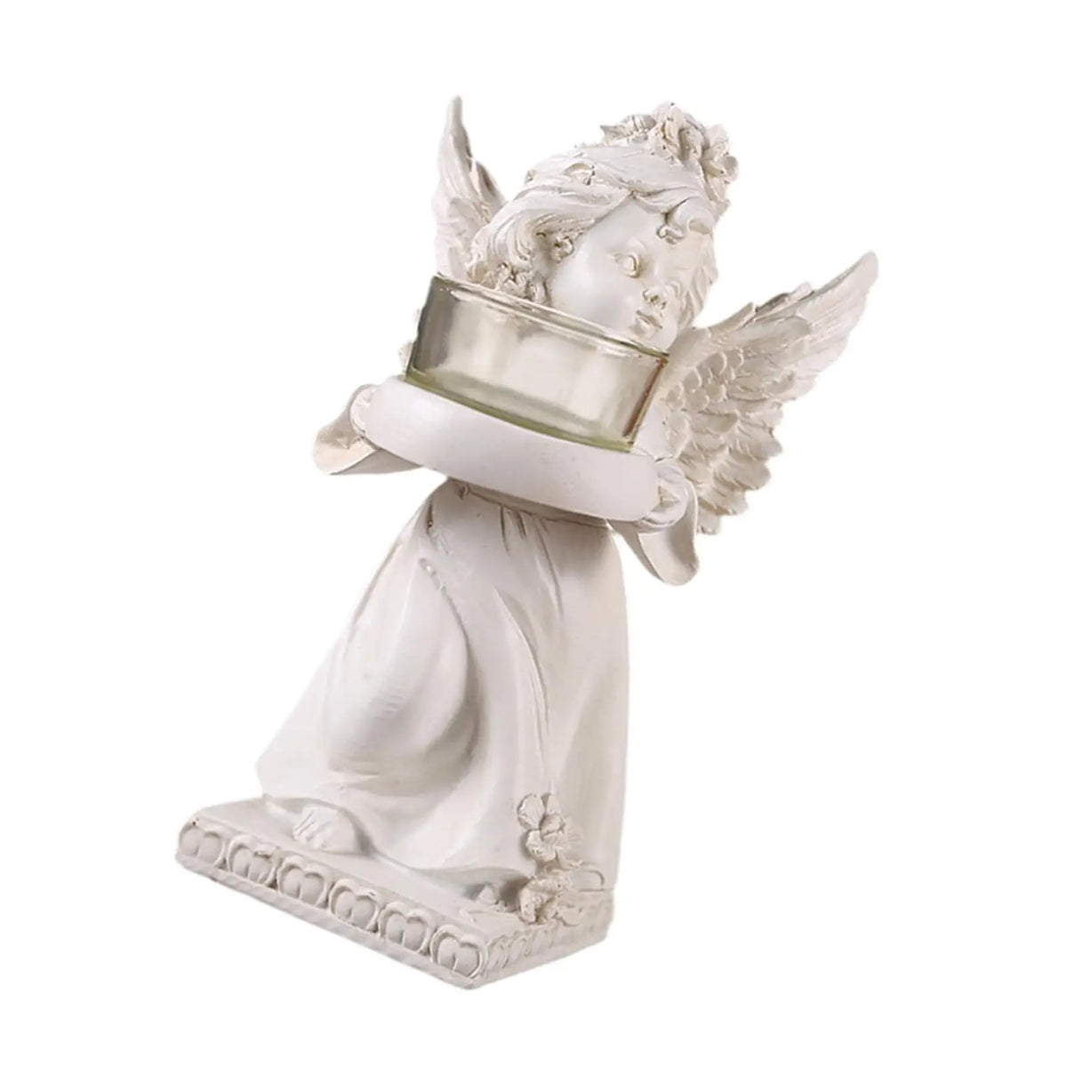 Angel Figurine Tea Light Candle Holder | Resin Decorative Statue