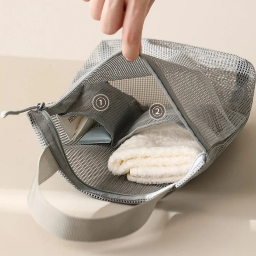 Hanging Mesh Toiletry Bag – Portable Travel Cosmetic Organizer