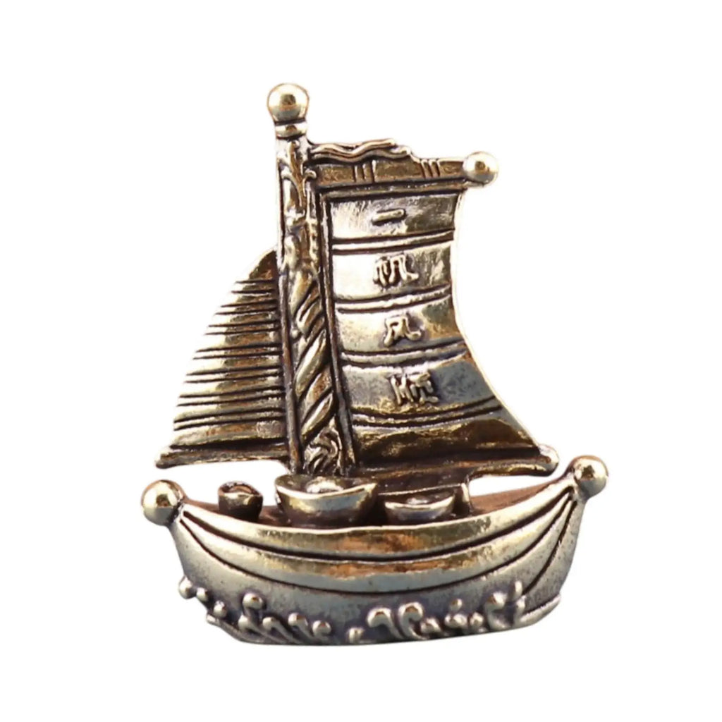 Brass Sailboat Miniature Figurine | Feng Shui Tabletop Décor