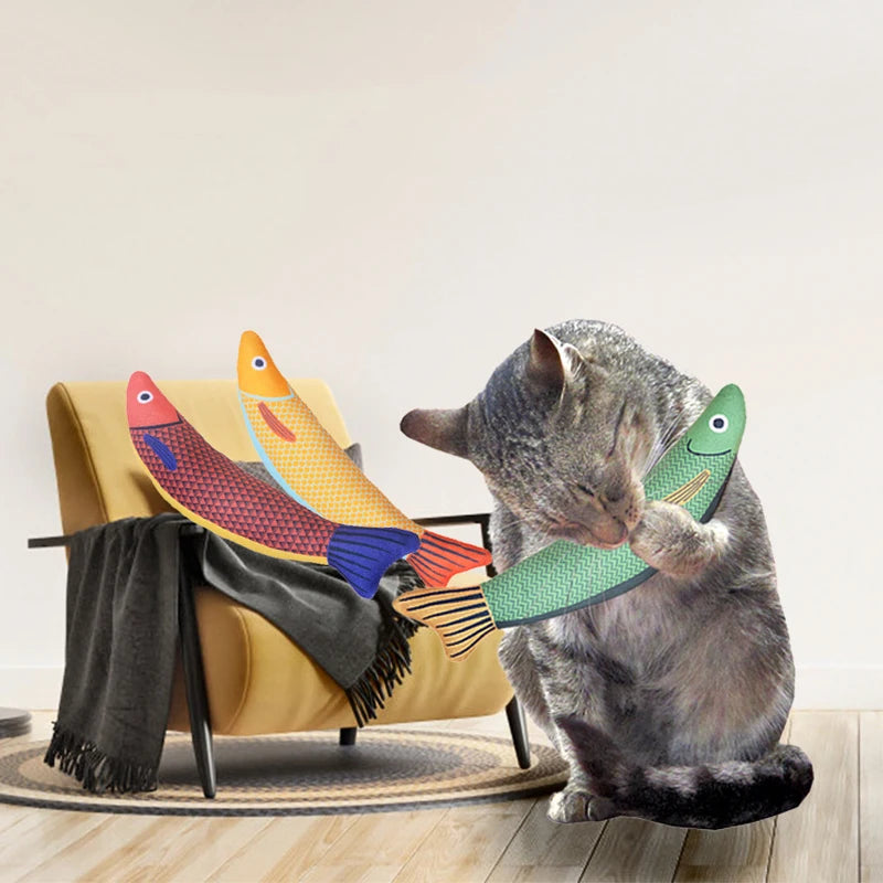 Cat Plush Saury Fish Toy – Chew, Tease & Self-Play