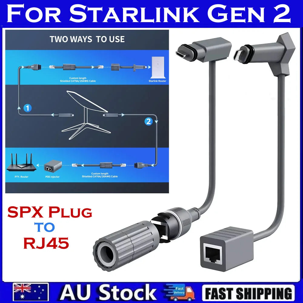 Starlink SPX to RJ45 Ethernet Adapter – Weather-Resistant Kit