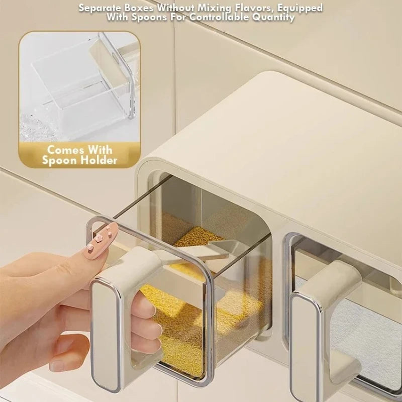 Wall Mounted Airtight Spice Jar Storage Rack | Kitchen Set