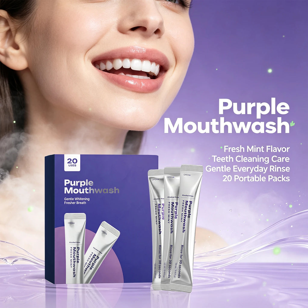 Purple Mint Portable Mouthwash Sachets – Fresh Breath 20PCS