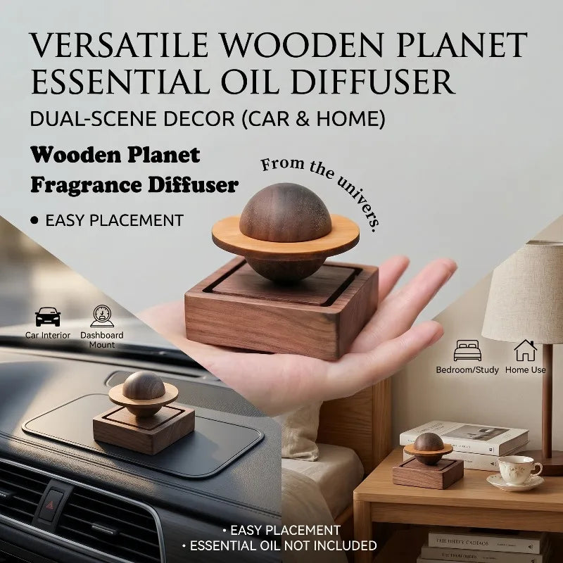 Black Walnut Wood Planet Essential Oil Diffuser | Home & Car