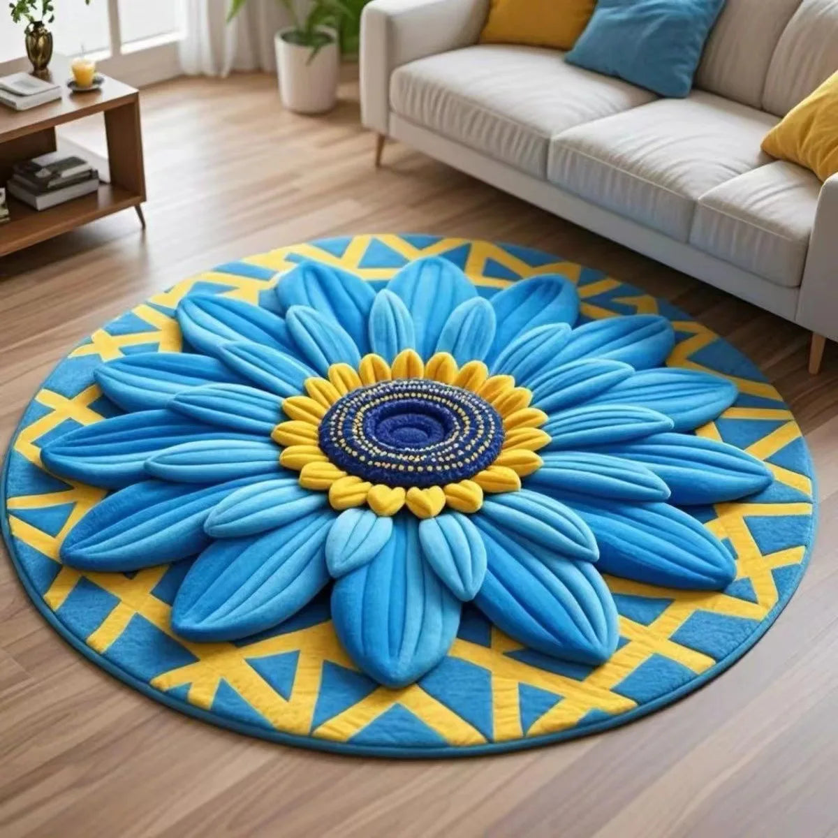 2D Stereoscopic Round Carpet | Modern Printed Floor Mat