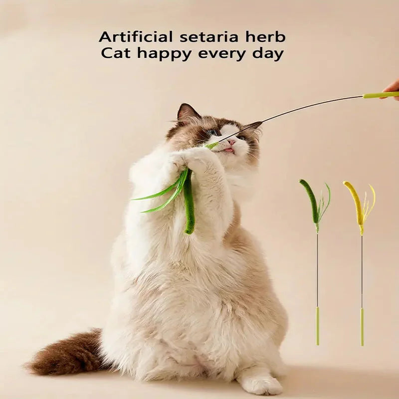 Cat Teaser Wand Set – Feather & Bell Interactive Cat Toy