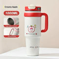 1000ml Stainless Steel Thermos Cup with Handle & Straw