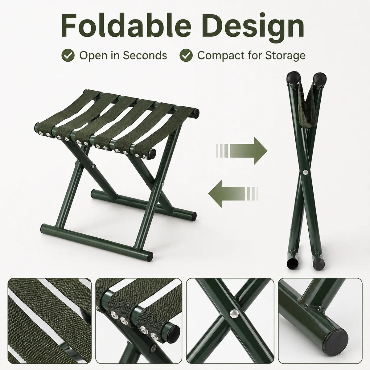 Portable Folding Fishing Stool – Widened Iron Frame for Adults