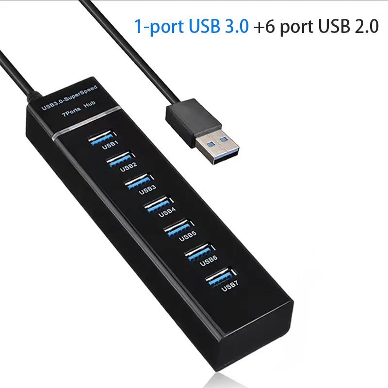 OULLX 7-Port USB 3.0 & 2.0 Hub Splitter with DC Power Port