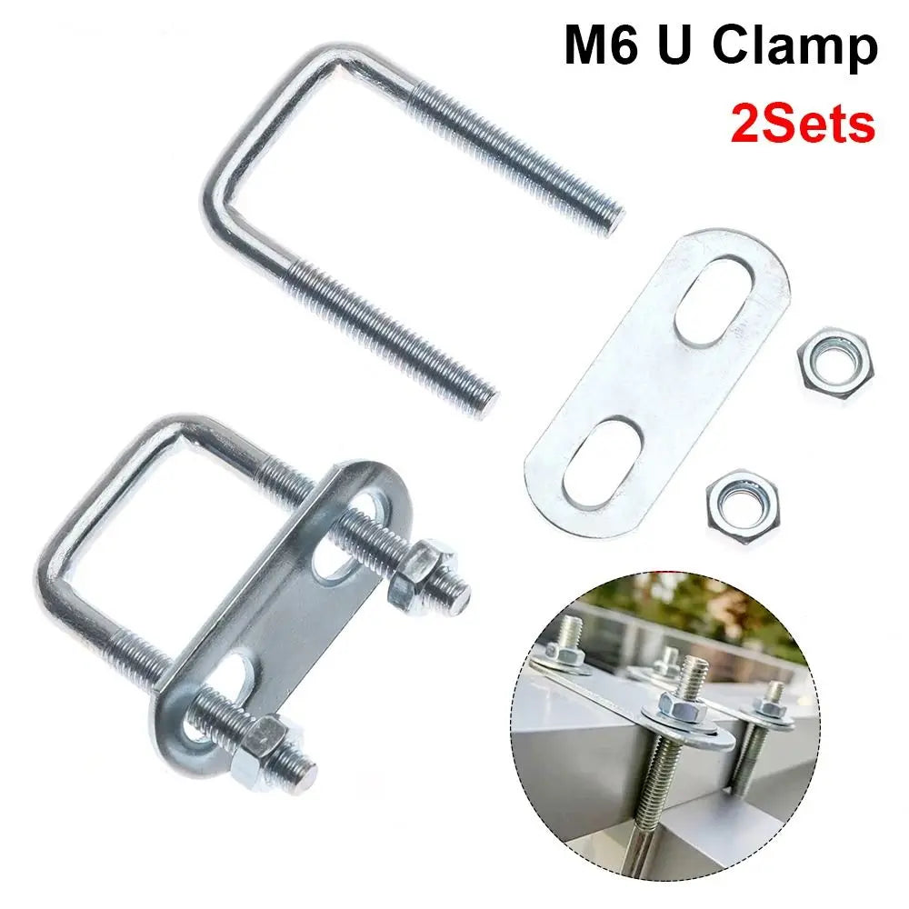 2-Pack M6 Right Angle Square U-Bolt Pipe Clamp with Baffle