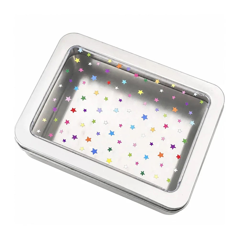 Tinplate Photocard Storage Box – Transparent Dustproof Cover