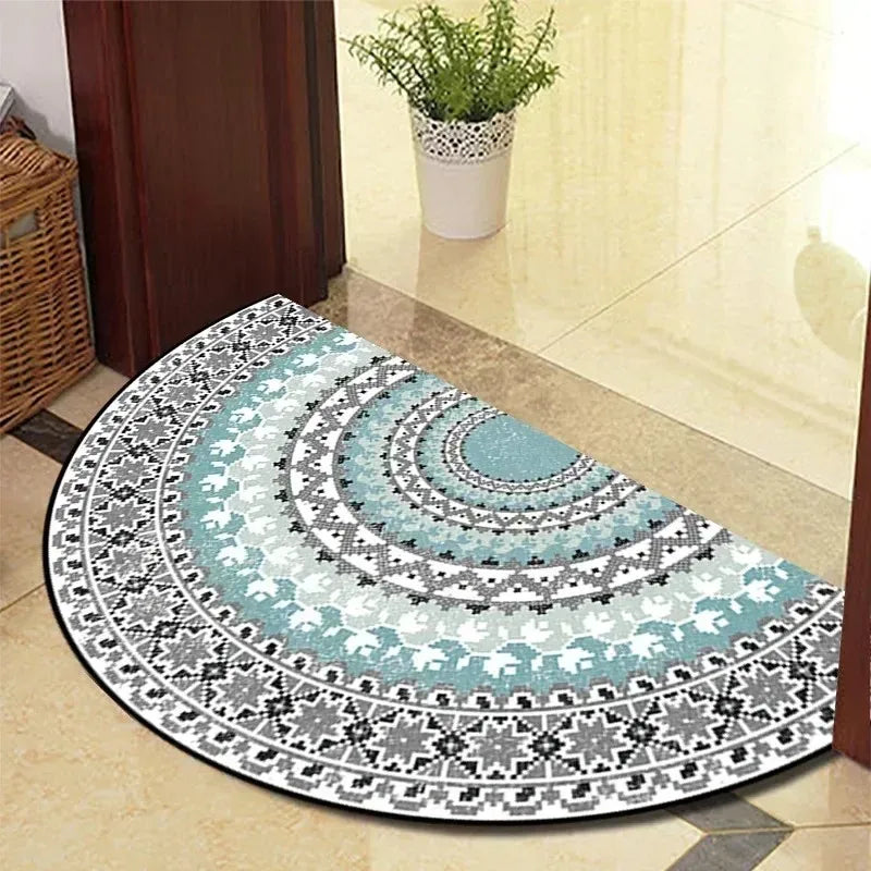Semi-Circular Vintage Floral Non-Slip Floor Mat | Porch & Entry