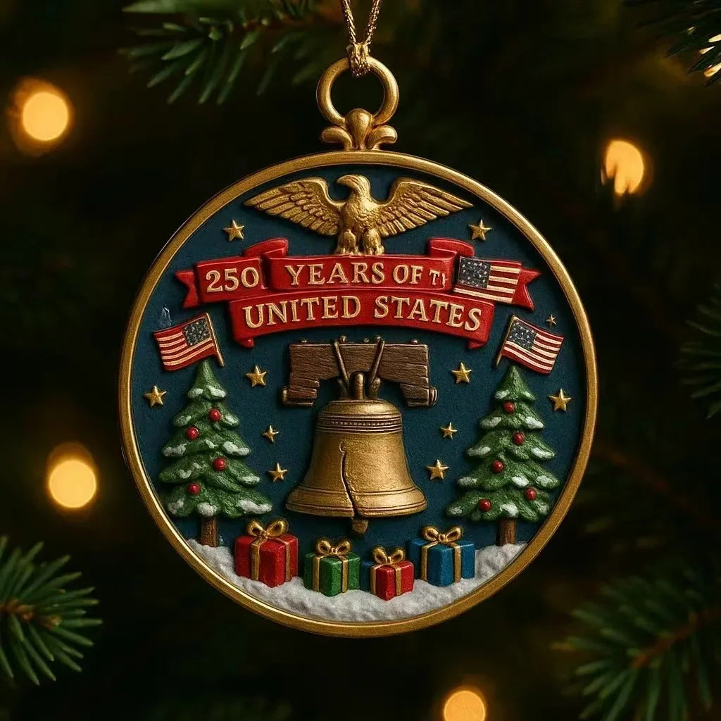 USA 250th Anniversary Bell Ornament | Patriotic Acrylic Decor