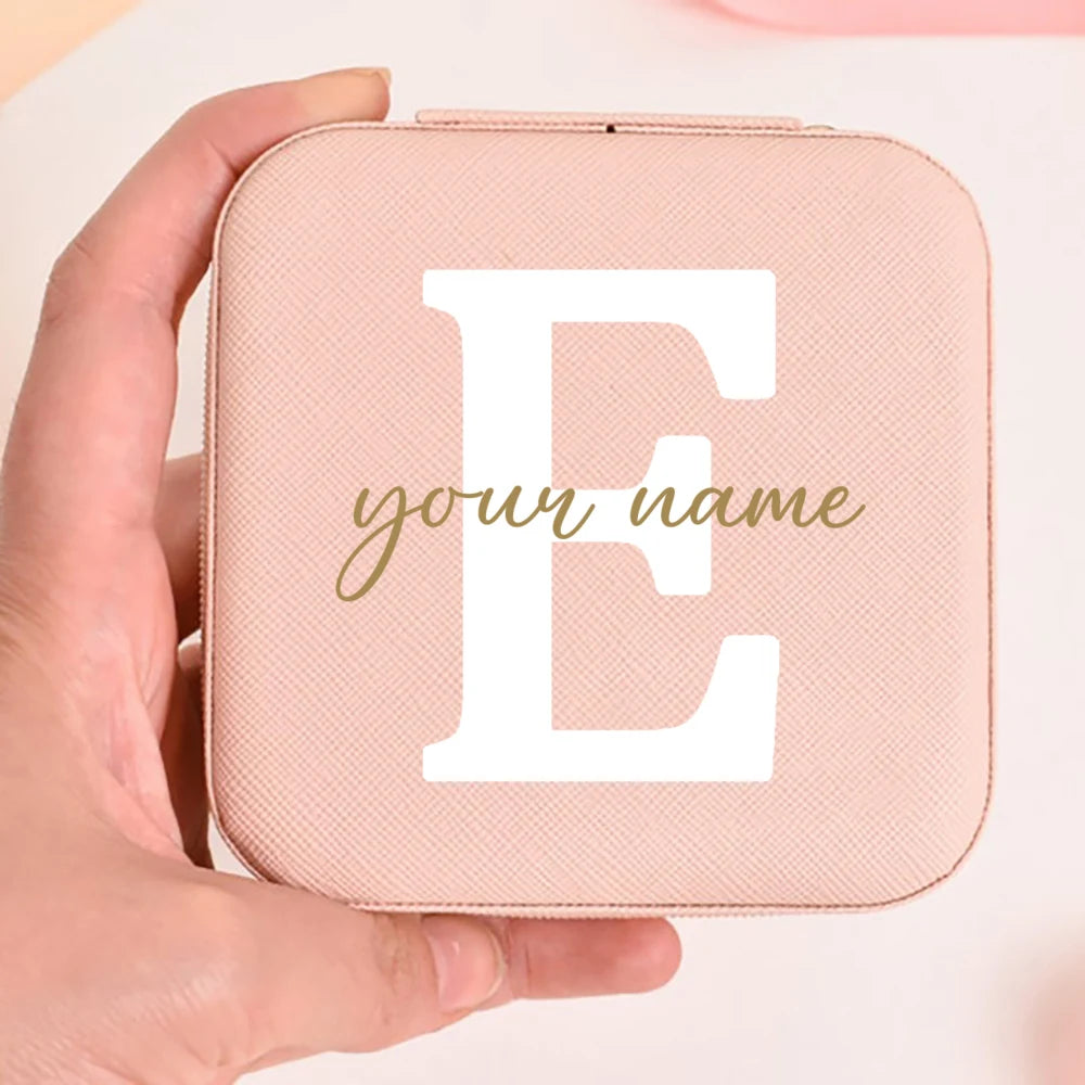 Personalized Faux Leather Jewelry Box – Custom Name & Initial