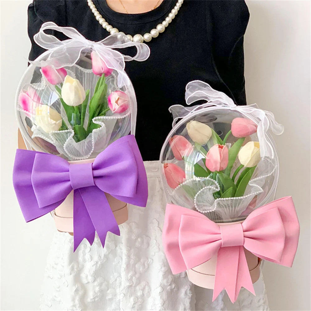 Acrylic Bobo Ball Flower Box Set – Bow Hug Bucket Gift Wrap