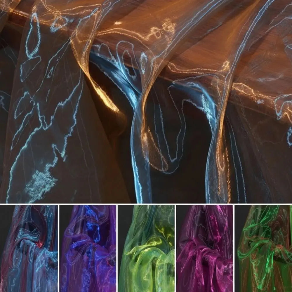 Two-Color Gradient Organza Fabric 100×150cm | Sheer Mesh