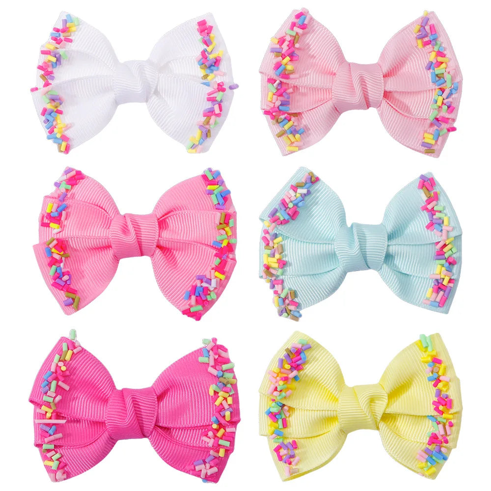 12-Pack Handmade Double Stacked Grosgrain Hair Bow Clips for Girls