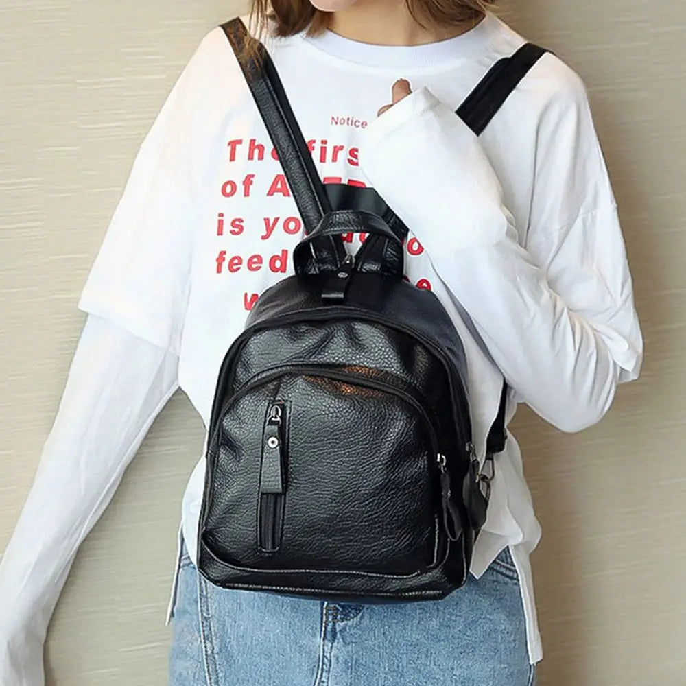 Women's Waterproof PU Leather Anti-Theft Shoulder Backpack
