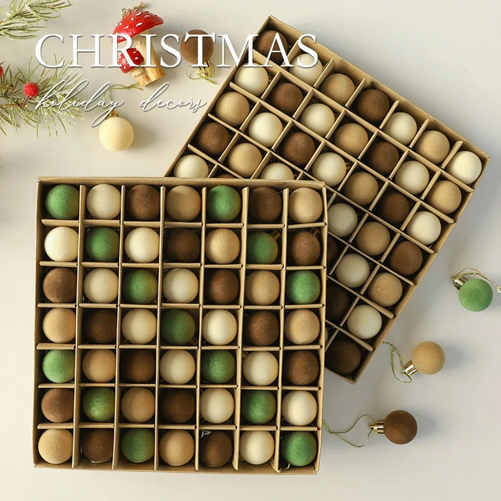 Velvet Flocked Christmas Ball Ornament Set | Tree & Mantel