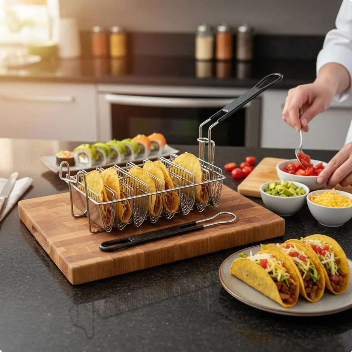 Stainless Steel Taco Holder Deep Fryer Basket | Restaurant Use